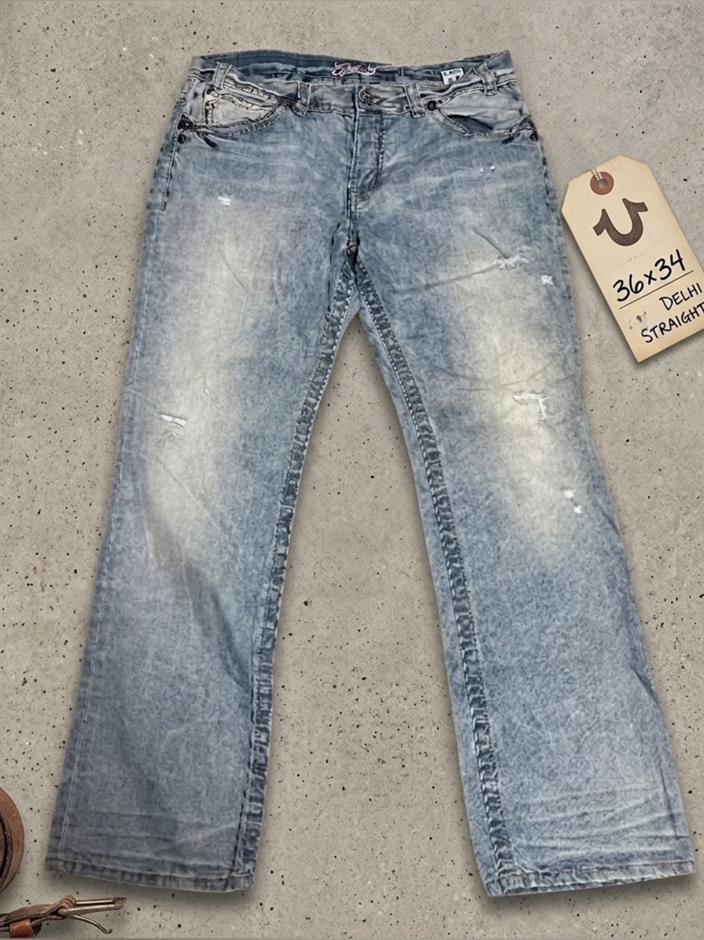 Mek USA DNM Classic Light Blue Washed Men's Jeans 36X34 Delhi Straight